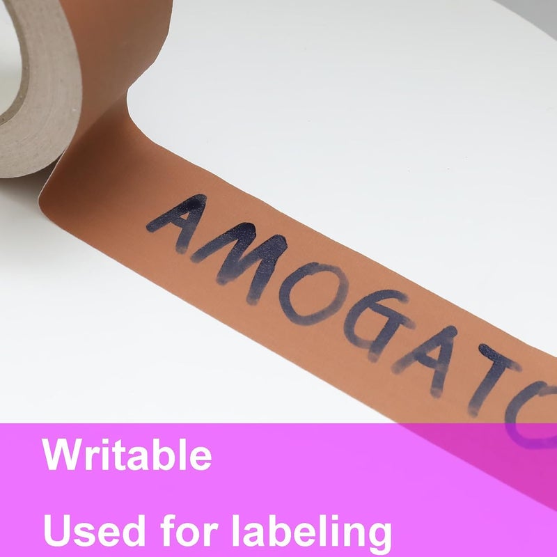 AMOGATO شريط غافر بني 2 بوصة × 27 ياردة، شريط غافر بني، لاصق مطاطي لا يترك بقايا، مقاوم للماء، متعدد الاستخدامات، سهل التمزيق، رائع للحفلات، الزفاف أو أكثر - Image 3